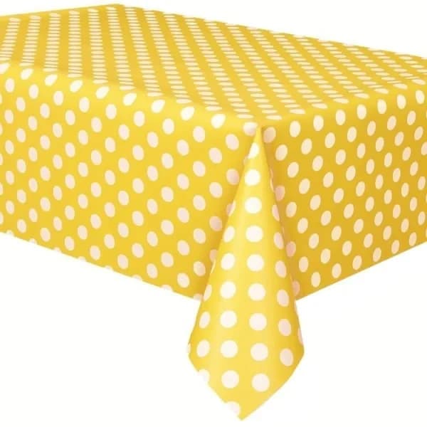 Rektangulær 137 x 183 cm prikket PEVA voksdug (gul), SD