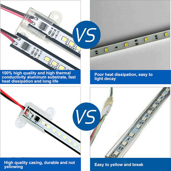 AC220V LED Bar Light High Brightness 2835 LED Clip 30cm 40cm 72 Whitelight Clear40cm Whitelight Clear40cm