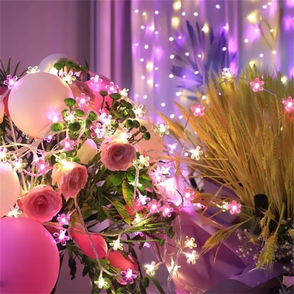 LED Solar Cherry Blossom String Lights, Light Pink Garden Decoration