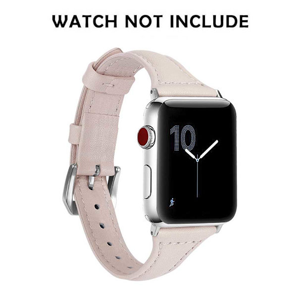 Läderband kompatibelt med Apple Watch, läderklocka tunt armband för iWatch Series 5/4/3/2/1 38-40mm svart