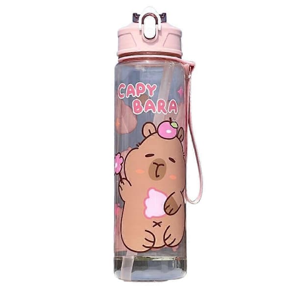 800 ml tecknad Capybara vattenflaska plast vattenkopp bärbar stor kapacitet Pink