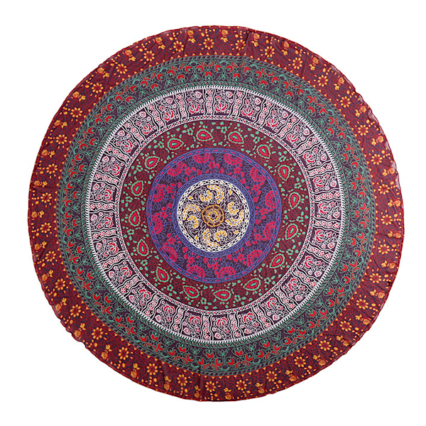 Rund strandmatta turkos mandala matta bohemisk hippie strandmatta