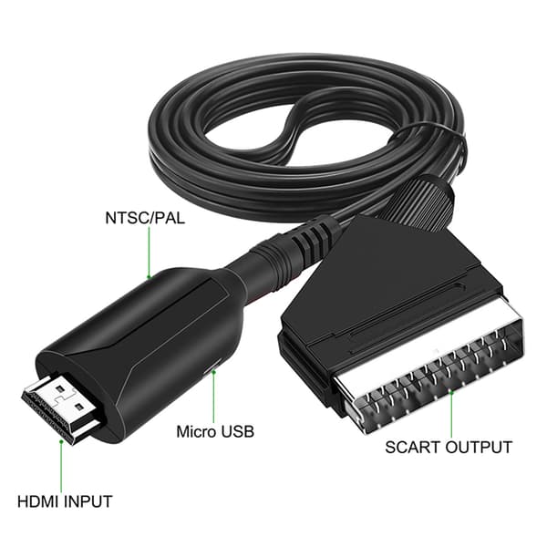 SCART til HDMI-adapter - SCART til HDMI-omformer for dekodere og spillkonsoller - Full HD - Doble porter