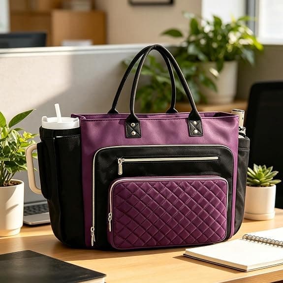 PU Leather Business Office Briefcase Large Capacity 18.9 Inch Computer Teacher Bag with Cup Holder