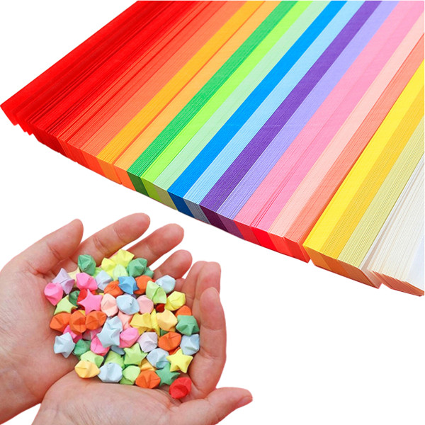 2000 remsor Origami Stars Pappersremsor för att skapa Dubbelsidiga enkelfärgade dekorationspappersremsor för gör-det-själv hantverk (20 färger)