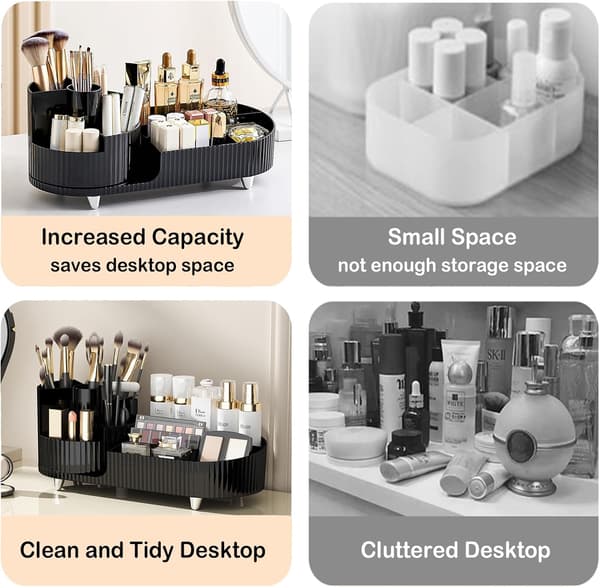 Roterende Makeup Organizer til Badeværelset Kosmetik Organizer til Opbevaring Makeup Børsteholder Hudpleje O