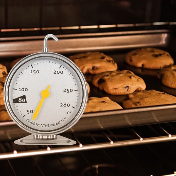 Ovntermometer i rustfrit stål med stor urskive, krog, køkkengrej 50-280℃