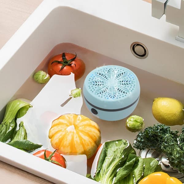Portable Fruit Cleaning Machine - Mini Vegetable Washer with 3 Modes, 8 Liter Capacity, IPX7 Waterproof, Titanium Electrolysis (Sky Blue)