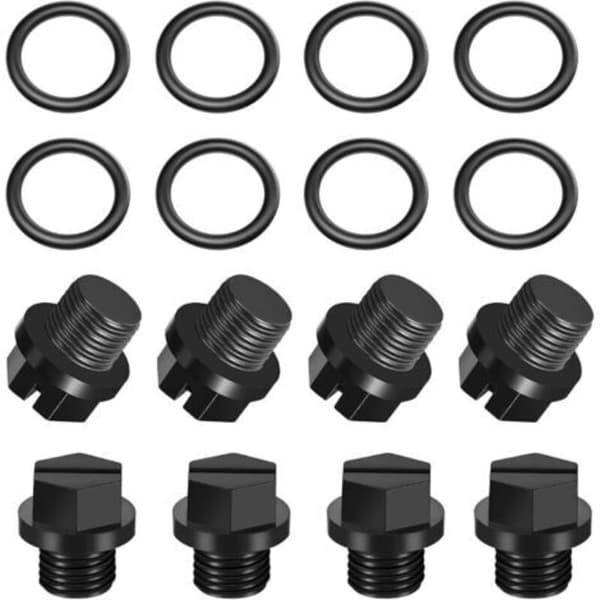 8-delt poolafløbsprop sæt, poolpumpedele, afløbsprop med tætninger, sort