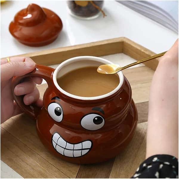 Poop Ceramic Mug Creative Coffee Mug with Spoon Suitable for Home Office Joke Suitable as Birthday Christmas Gift