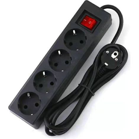 EU Power Strip Converter - Perfect for Office and Travel, Adapter with Switch, Four-Hole Socket, 2-Meter Power Cable