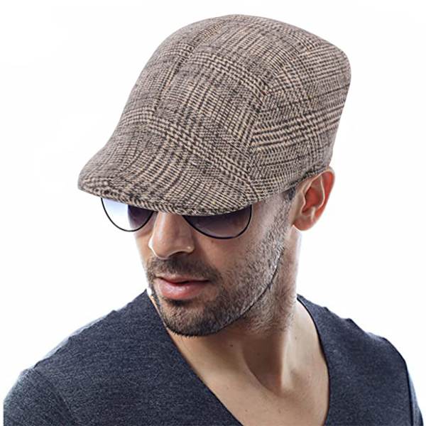 Nyhetspojkehattar för män Irländsk platt keps monterad Ivy hatt Retro Gatsby hatt herr Beret keps twill svart och vit
