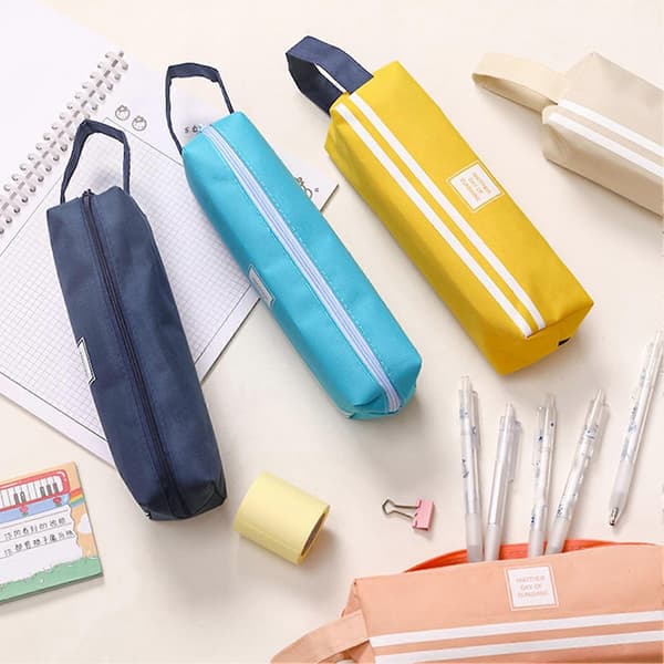 Student Stationery Organizer - Divided Storage & Smooth Zipper - for Back to School Beige