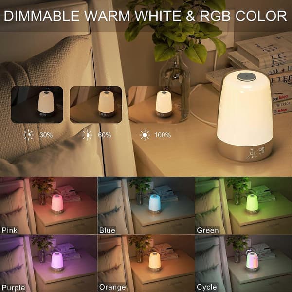Sunrise Alarm Clock, Wake-up Light Alarm Clock, 3 Modes Dimmable Modern Small Digital Bedside Lamp For Deep Sleep
