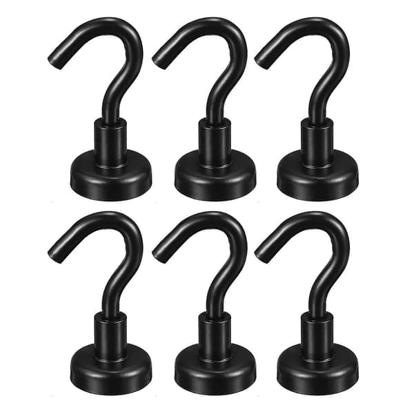 Extra Strong Magnetic Hooks Pack with Refrigerator Hook, Heavy Duty Cruise Hook for Ceiling, Small Magnetic Hook for Van, Wall (10 Pack)