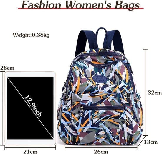 School Backpack 35L Large Capacity Daypack Colorful Ginkgo Leaf Print Nylon with Polyester Lining 34×27×4 cm
