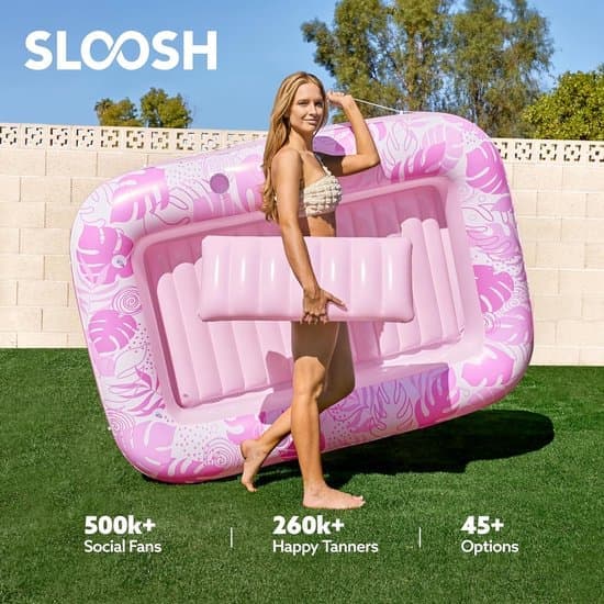 Solarium-Solseng-Solpool-Lounge solseng - Oppustelig solseng til poolen - Voksen badering med pude - 180x120 cm - pink