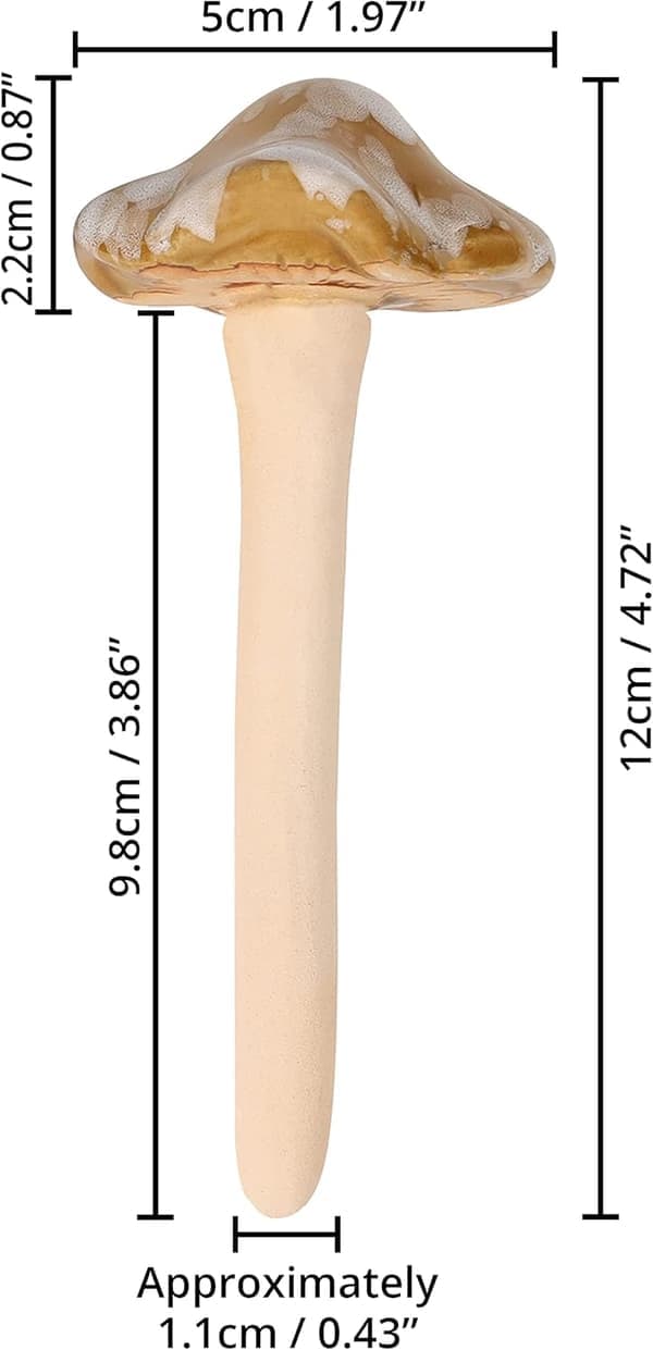 Dekorative keramiske hagesvamper (sett med 8) - 5 x 12 cm - Sopp