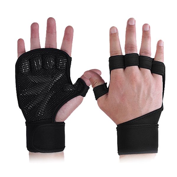 Nya ventilerade tyngdlyftningshandskar med inbyggda handledsstöd, fullt handflatsskydd och extra grepp. Perfekt för pull-ups, crosstraining, fitness,