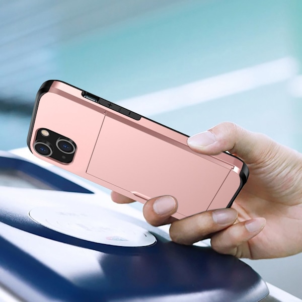 SKALO iPhone 14 Plus Armor Skal Korthållare - Roséguld Rosa guld