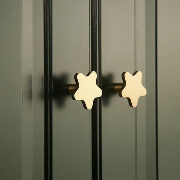 Brass Five-Pointed Star Drawer Cabinet Door Handle 4pcs