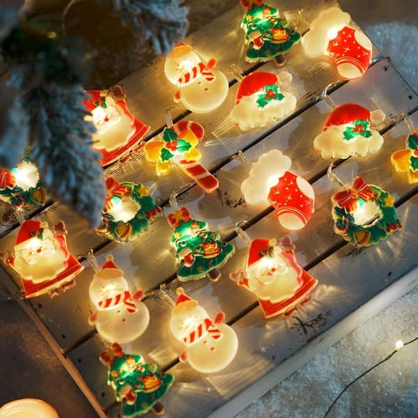 Christmas LED Santa Claus Snowman Hanging String Lights Creative Window Atmosphere Decoration String Lights Christmas Tree Holiday Lights Pendant