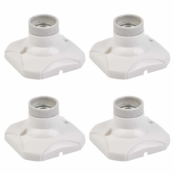 4 E27 LED pære fatninger (AC 220-250V, hvid)