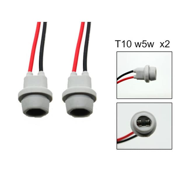T10 w5w led / halogen stik / lampeholder 2-pak blød grå