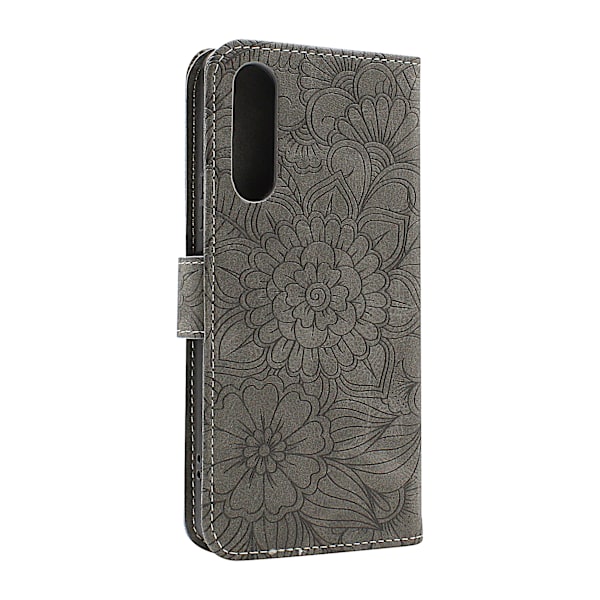 Flower Standcase Wallet Sony Xperia 10 V 5G Grå Grå
