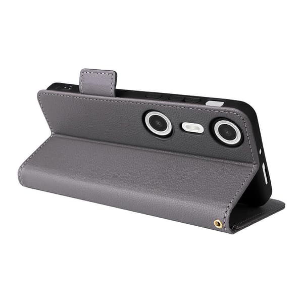 For XREAL Beam Pro Case Litchi Texture PU Leather Wallet Flip Phone Case Grey