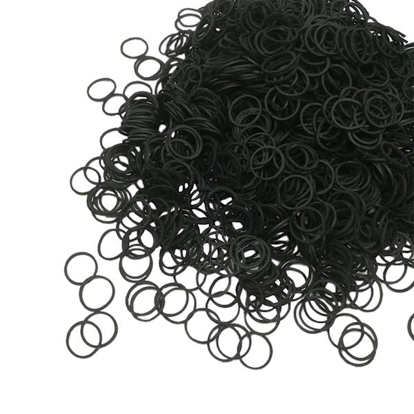 1000 st små svarta gummiband i återförslutningsbar clamshell-behållare för hästsvansar och flätor. Extra starkt grepp för kvinnor och män