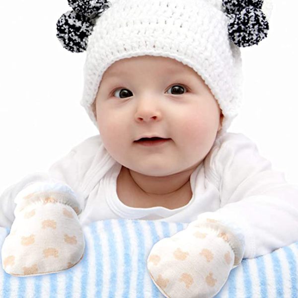 1 par nyfödda vantar handskar varma bomulls vantar baby vinter vantar (0-12 månader) stil 1
