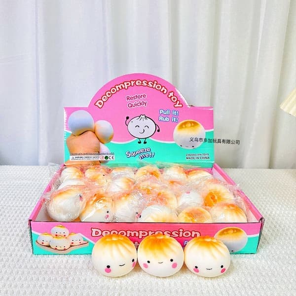 24 st Bun Squishy Stressleksaker – Söta Dumpling Klämleksaker Sensorisk Stresslindrande Leksaksset