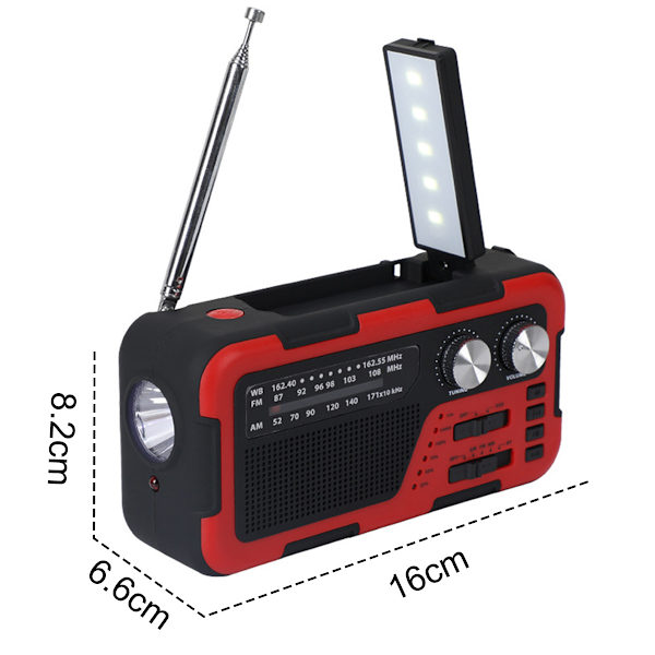 Nödväderradio  Bärbar med solladdning, handvev, AM/FM/NOAA väderradio