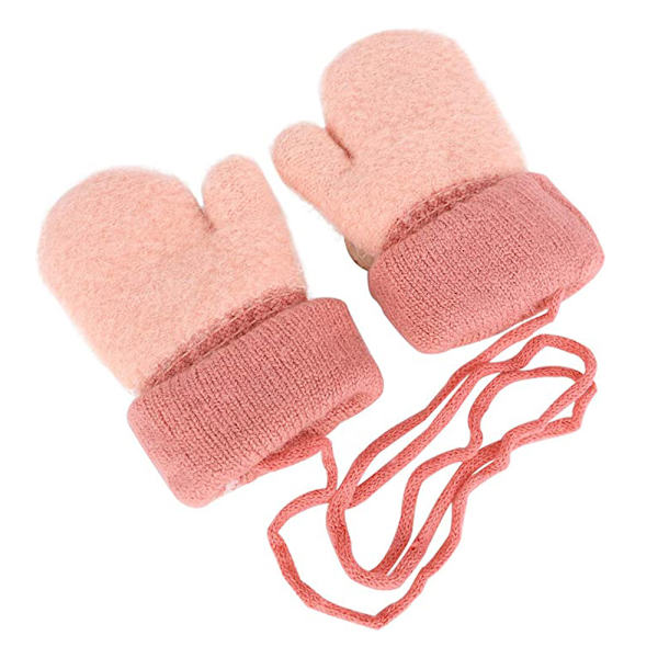 Barn Fleece Fodrade Stickade Vantar för Baby Toddler Pojkar Flickor Vinterhandskar Stickade Tjocka Termiska Handskar blå