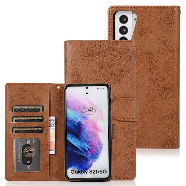 Praktiskt Plånboksfodral (Leman) - Samsung Galaxy S21 Brun Brun