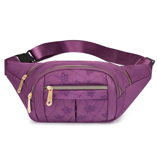 Män Kvinnor Dragkedja Tryckt Bröstväska Bum Bag Midjeväska purple purple