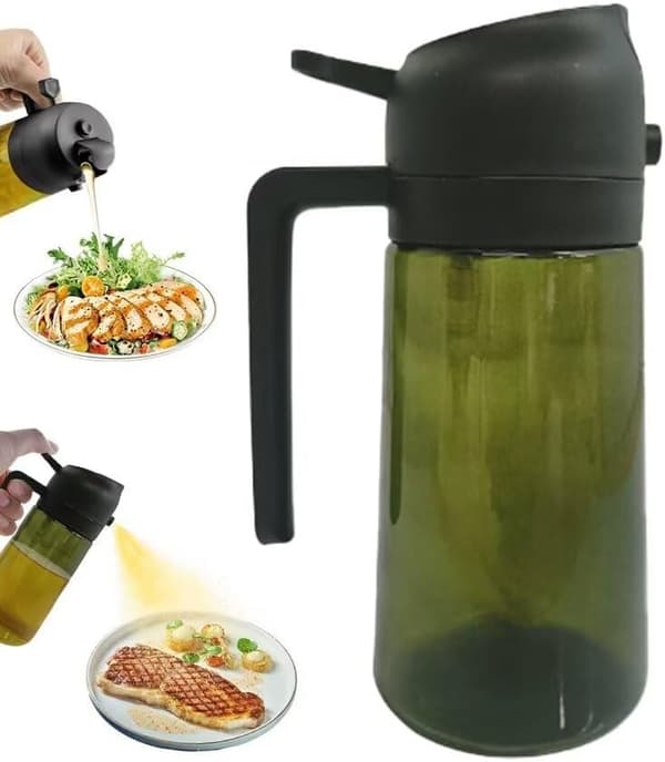 2-i-1 oliedispenser 2-i-1 madoliesprøjte velegnet til airfryer, salatstegning, grillning