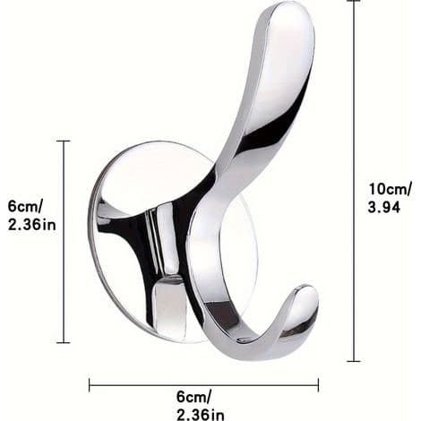 Clothes Hook, Wall Mounted Towel Hook, Stainless Steel, Silver, 2-pack