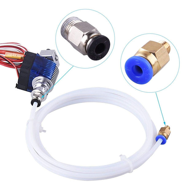 3D-skrivare Teflonslang, PTFE Teflonrör 2m Teflonslangtillbehör, 2 st PC4-M6 snabbkoppling 2 st PC4-M10 rak pneumatisk koppling För