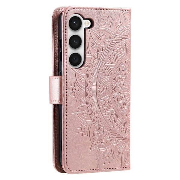 Samsung Galaxy S23 Plus Fodral Mandala Läder Roséguld