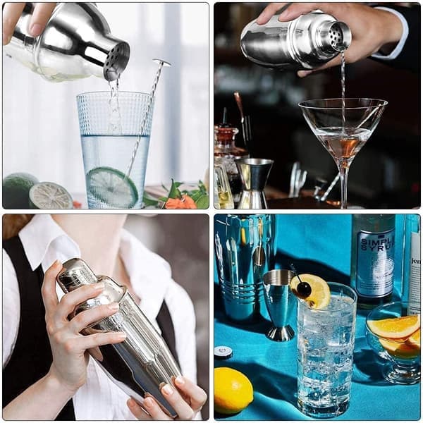 Cocktailmikser Sett - Rustfritt Stål Sølv 5-Delt Sett