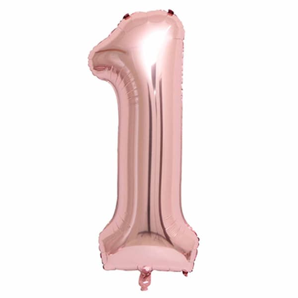 Stor tallballong i roségull til bursdagsfest 102cm 1