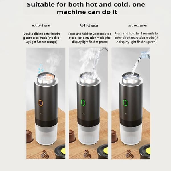 Portable Coffee Maker - Small Electric Coffee Maker with Heating Capsule - Espresso Machine - Black - One Piece