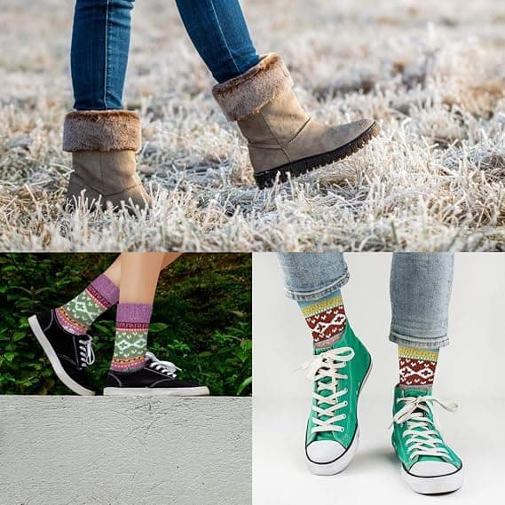 Damstrumpor Vinter - Presenter till kvinnor - Varma tjocka mjuka ullstrumpor Julklappsstrumpor Mysiga Crew Socks