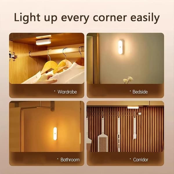 Trådløs bevægelsessensor natlampe - Magnetisk genopladelig LED til køkken, trapper, garderobe