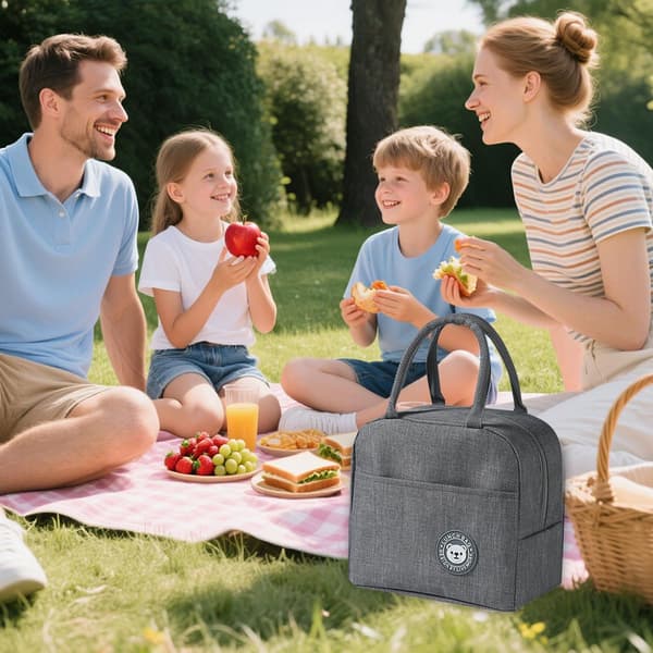 Ny bærbar isolert matboks/kjølebag (grå) 23*21*13cm gray