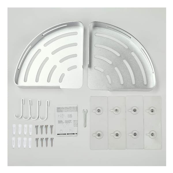 Corner Shower Shelf Bathroom Shelf No Drilling Shower Storage Basket Wall Mounted Silver