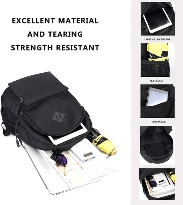 Waterproof Oxford Fabric Backpack, Universal Design with USB Charging Port.