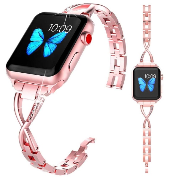 Kompatibel med Apple Watch-armband för kvinnor, smyckesersättning metallarmband rem Bling-band för iWatch 38mm elegant svart